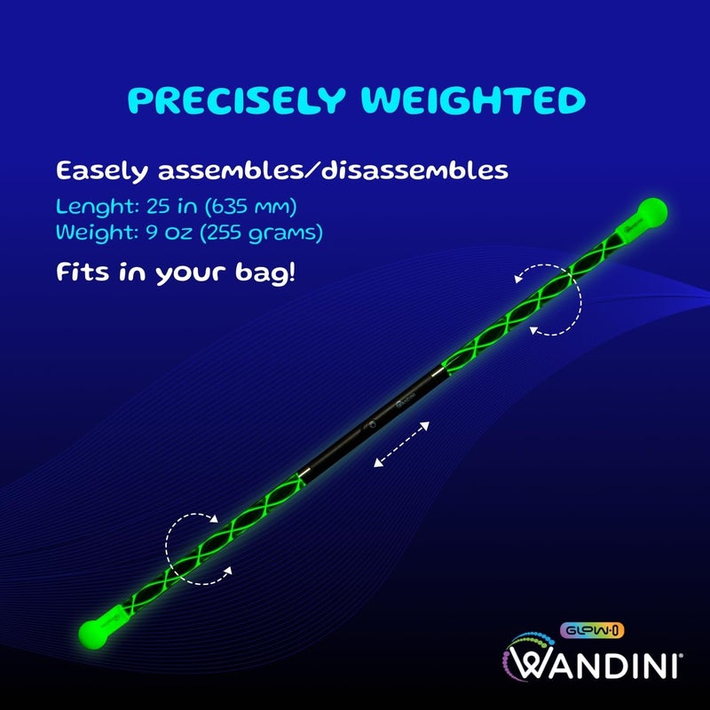Wandini Glow.0 LED Light Magic Wand â€“ Collapsible Levitation Stick, USB Rechargeable & Patented Design, Balanced LED Flow Prop for Smooth Tricks, Visual Performances with 22 Dynamic Color Modes - Image 5